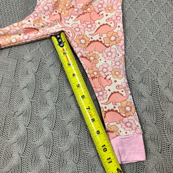 Caden Lane Dinosaur Floral Girls Pajamas - Pink and Yellow 12-18M - Picture 4 of 10